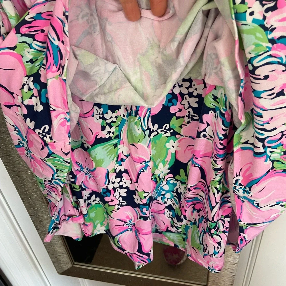 Lilly Pulitzer Pink Floral Off-Shoulder Romper size Large - Picture 4 of 7